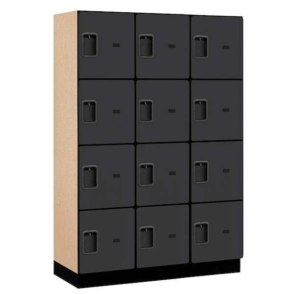 4 Tier Designer Locker, 54"Wx76"Hx18"D, 12 Door, Black